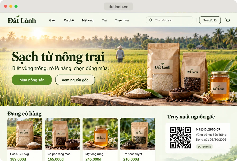 Website mẫu Đất Lành, ngành nông sản