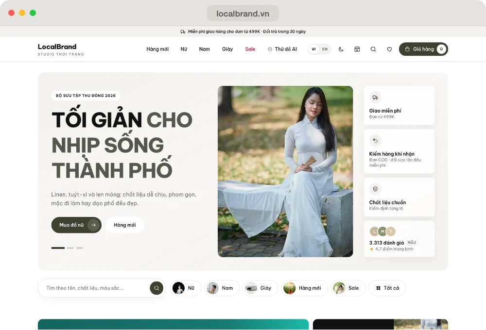 Website mẫu LocalBrand, ngành thời trang
