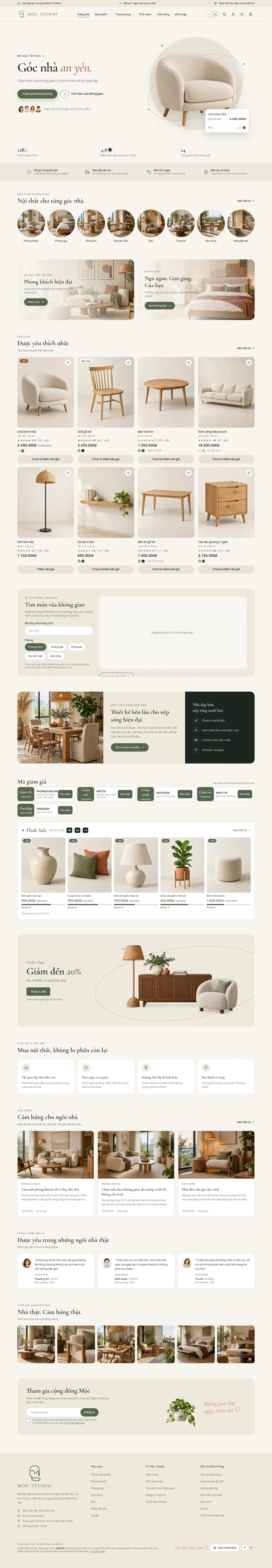 Trang chủ Mộc Studio trên máy tính, website mẫu ngành nội thất